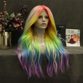 Celebrity Wig  Ombre rainbow  Curly Daily Life Wearing Futura Henlon FiberLace Front Cheap Synthetic Wigs