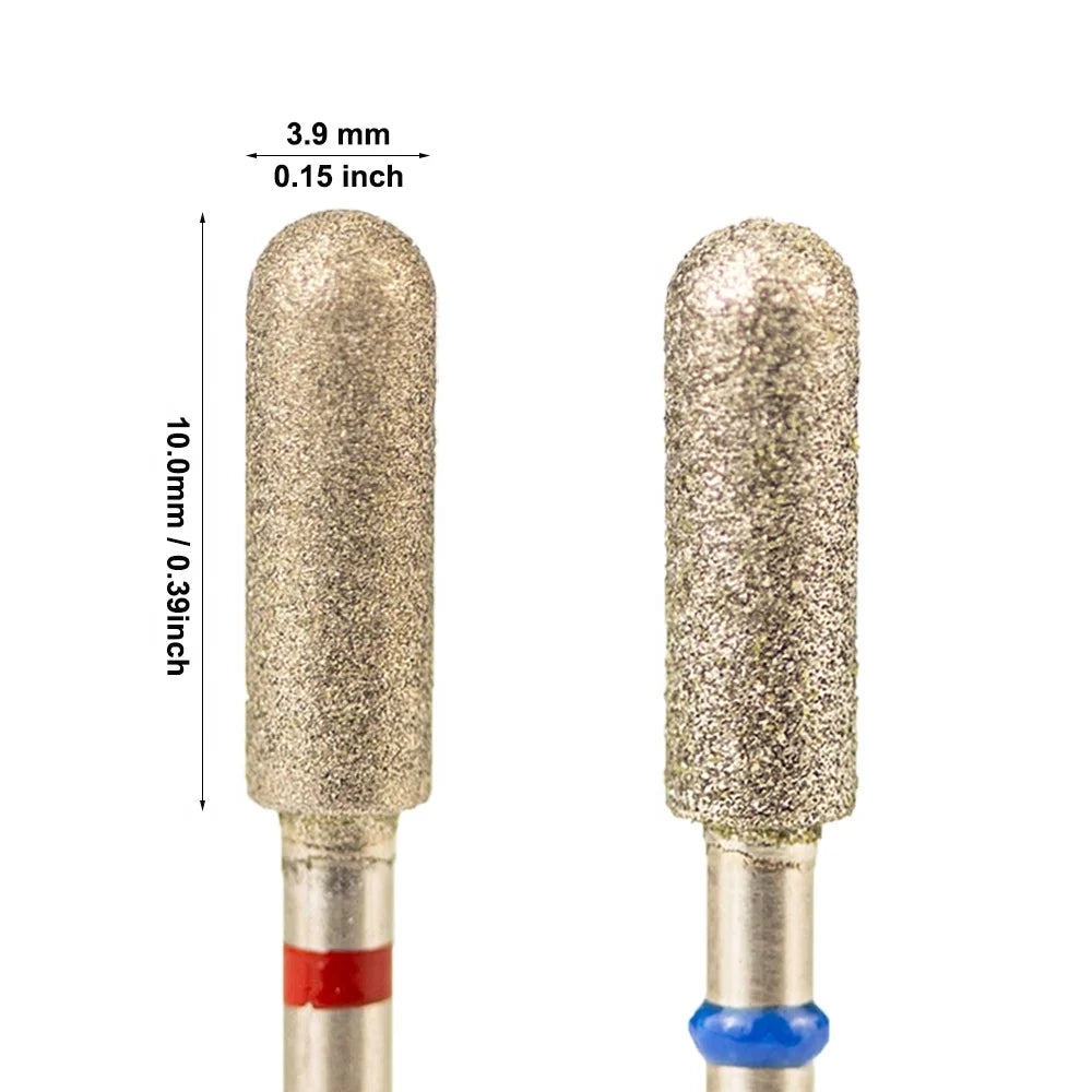 3/32" Silver 4.0*12.0mm Smooth Top Barrel E File Wholesale Pedicure Safety Russian Diamond Manicure Cuticle Drill Bits for Nails