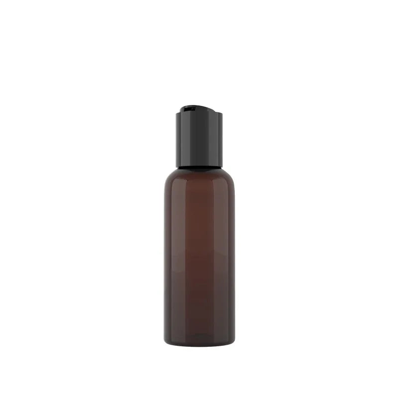 Amber 50ml Cosmetic Cylinder Bottle with PP Disc Top for Clear Plastic Empty Lotion Bottles Pump Sprayer Sealing Type