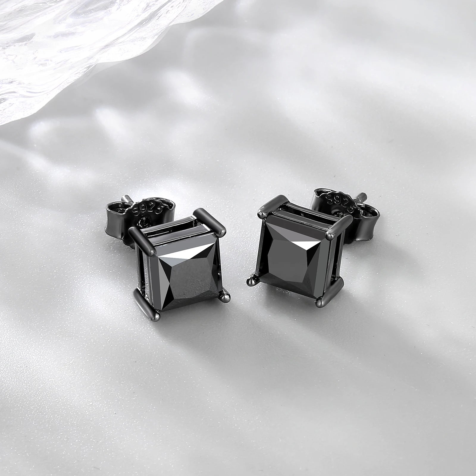 UAS Warehouse Stock Black Gold Plated 925 Silver Hiphop Jewelry Women GRA 2.0ct VVS Moissanite Diamond Stud Square Earring Men