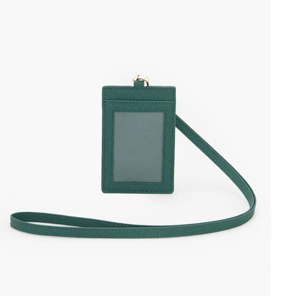2026 New Design Custom Square Slim Multicolor Leather ID Credit Card Holder Name Work Card Badge with Lanyard 35mm Thick 50g