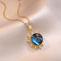 DAIHE Fashion 18k Gold Plated Starry Planet Stainless Steel Necklace Zircons Sun Necklace for Women