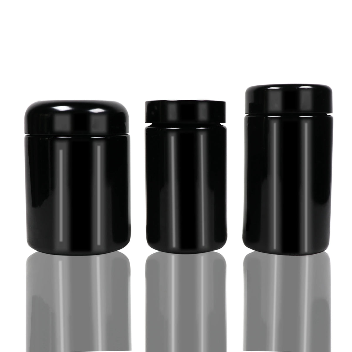Cosmetic Large Volume 500ml 100ml Black Violet Glass Storage Jar and Black Bakelite Lid Round Black Food Jar Products