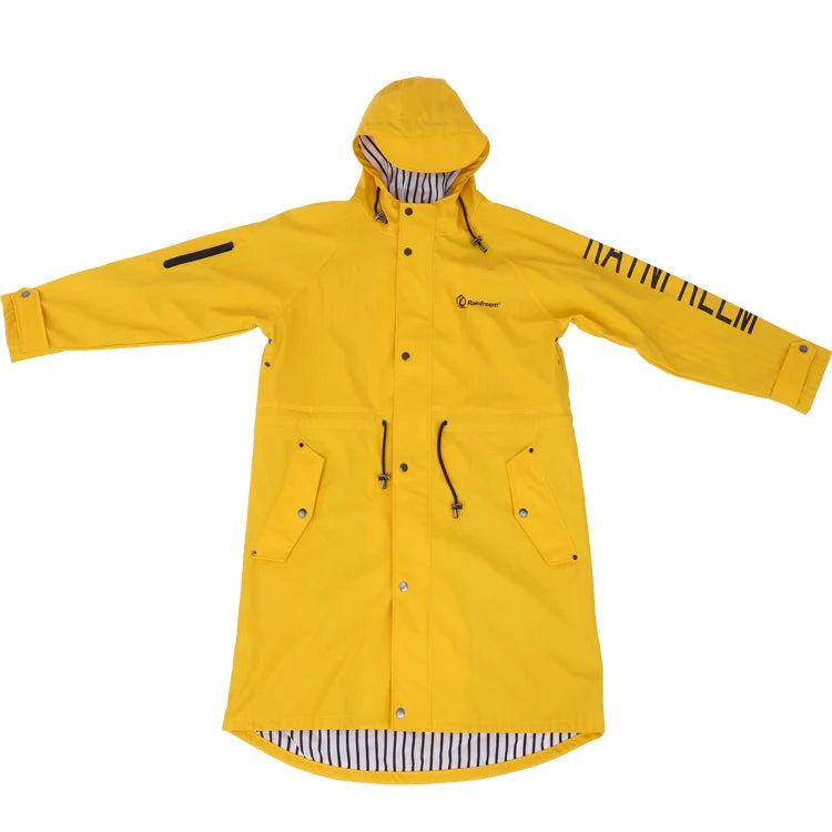 Fashion Design Best Quality 210T PU Coating Waterproof Windproof PU Raincoat Heavy Rain Coat