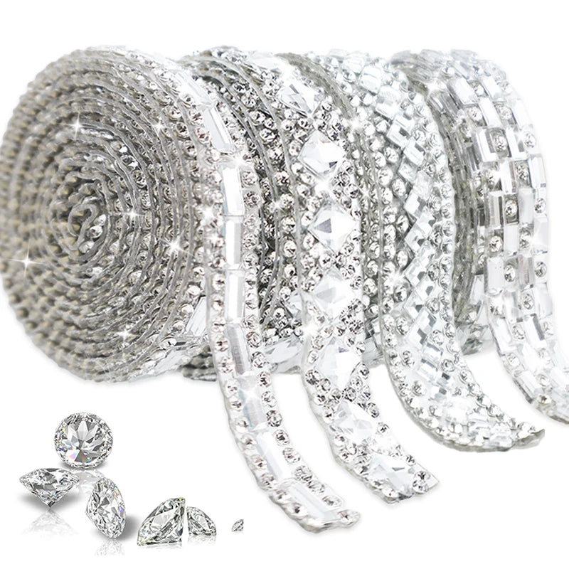 Wholesale Glass Rhinestones Transfer Beaded Applique Strass Crystal Rhinestones Trim for Clothing Accessories