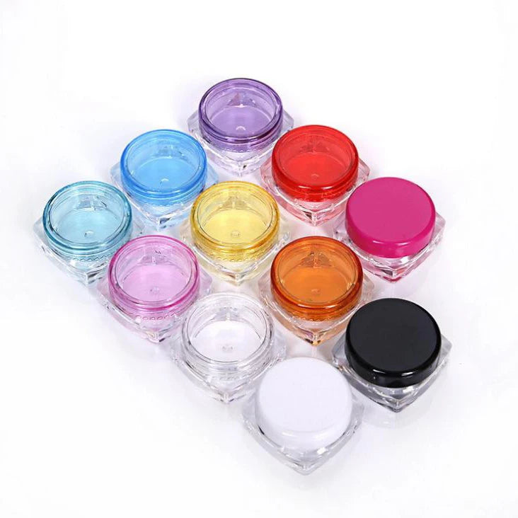 Beauty Containers Lip Balm Pot 3g 5g clear Transparent square Bottom Empty Small Plastic Jars with Lids
