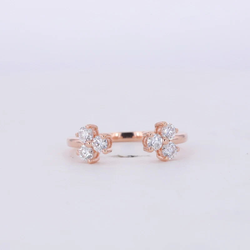 Lab Grown Diamond Wedding Ring Movable Six 2.5mm Diamond Ring Rose Gold 14k Gold Wedding Ring Engagement.