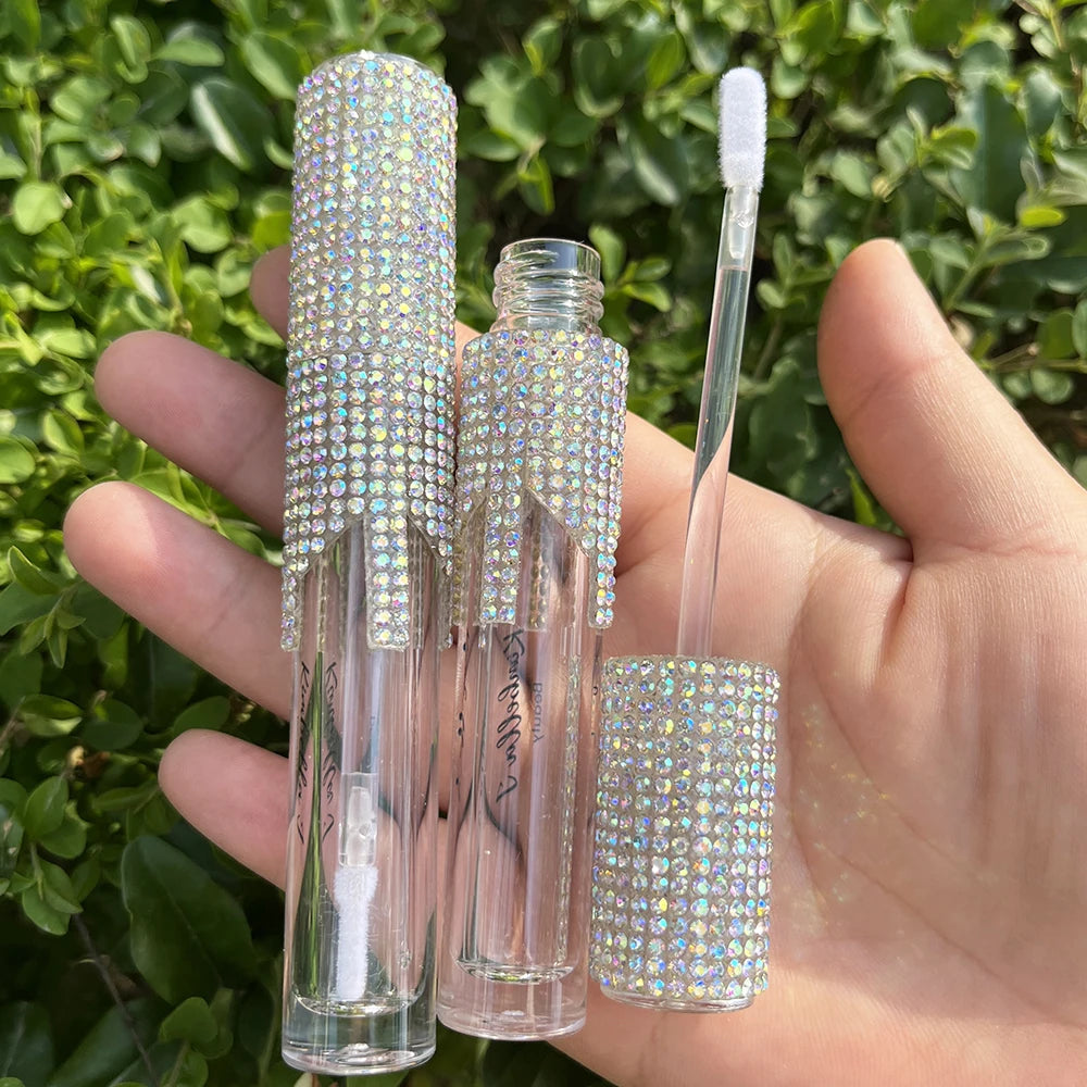 Lastrose Clear Plastic ABS Lip Gloss Tube Wholesale Empty Lip Stick Lipoils Container Tubes With Rhinestone