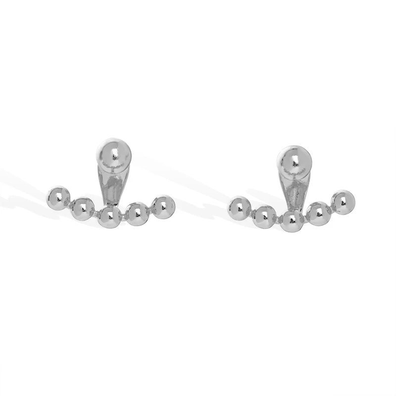 EE0018 Funky 925  Silver With18K Gold Earrings Geometric Pattern Ball Stud Ear Jacket Fashion Jewelry for Parties