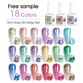MissGel Gold Glitter Gel High Pigment 15ml Organic Vegan Wholesale Nail Supplies Custom Private Label UV Nail Glitter Gel Polish