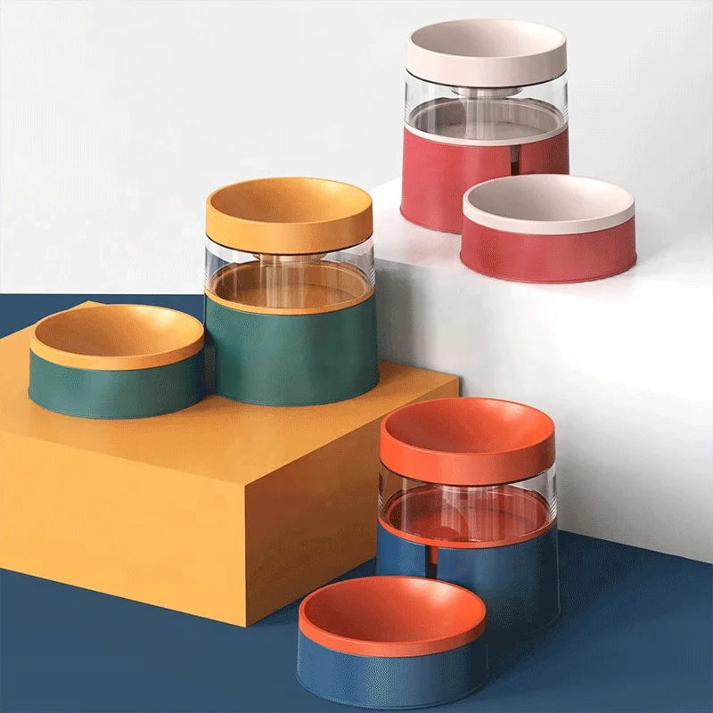 Pet Drinking Bowl Cat Dog Feed Water Feeder Automatic Water Outlet Pet Double Bowl Neck Guard Cat Bowl