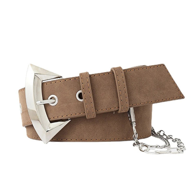 Women's Plus Size Hip Hop Decorative Designer Belts Fashion Chain Punk Keyhole Button Hollowed-Out Belt Alloy Wide Comfortable