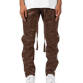 OEM Custom Design Mid Waist Satin Nylon Sweatpants Side Snap Button up Straight Leg Track Pants for Men