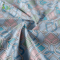 China Silk Fabric Blue Love Link Pattern Printed Pure Silk Fabric for Dress