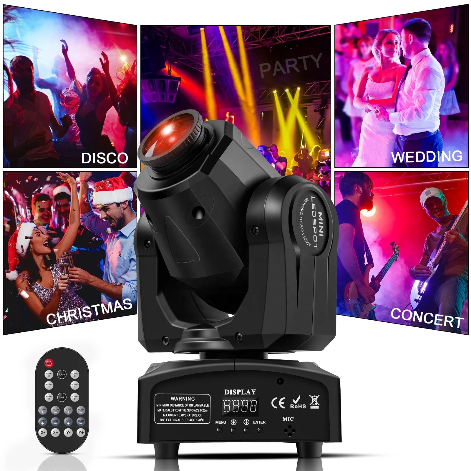 U`King 50w Gobo Black Shell Stage Light Remote Shaking Head LED DMX Dj Disco Light