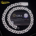 Crazy Hip Hop Jewelry Rappers S925 Silver VVS Moissanite Diamond Iced Out 12MM Infinity Link Cuban Chain Necklace for Men