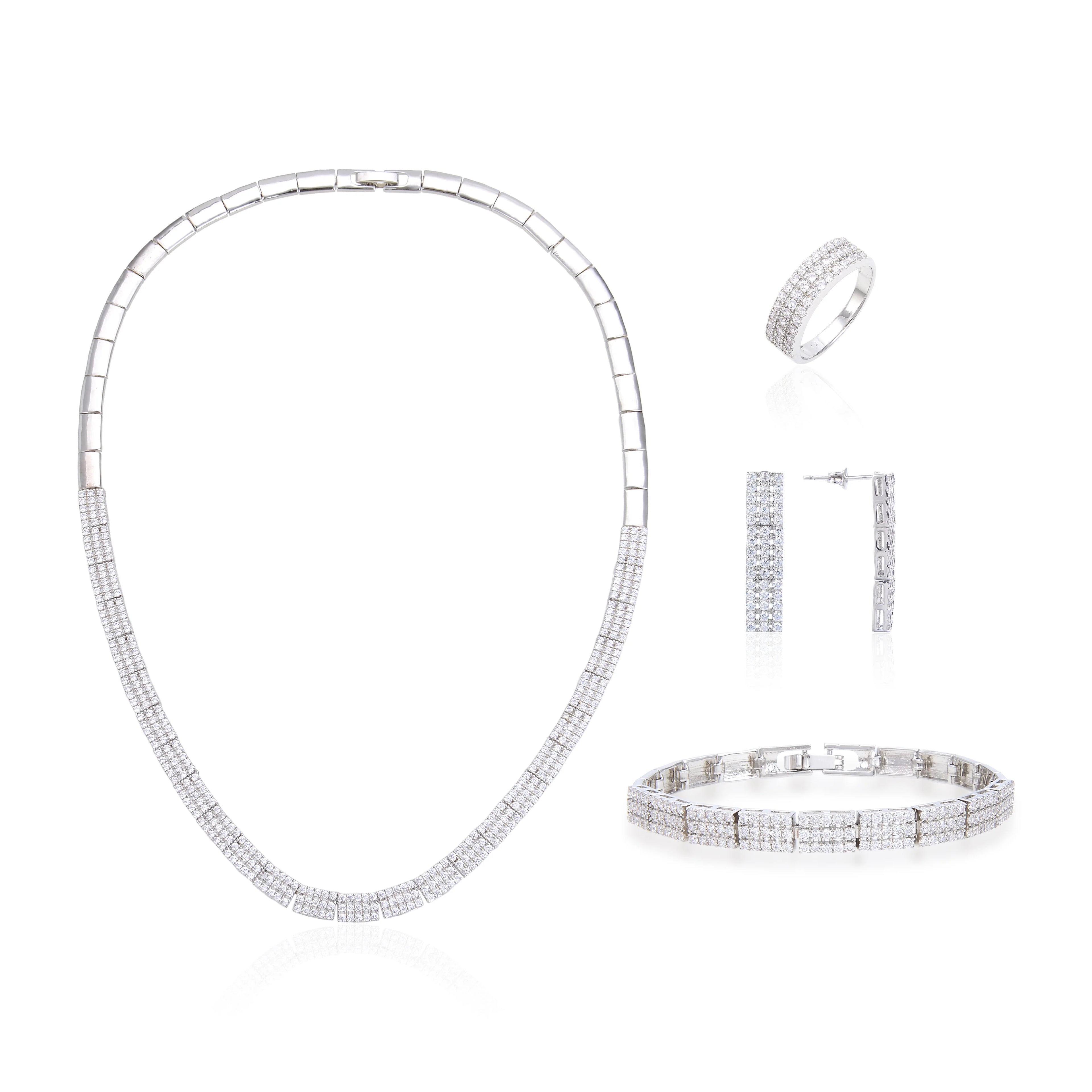 Abiding Fashion 18K Gold Plating 925 Sterling Silver Cubic Zirconia Jewelry Sets Costume Jewelry Sets Women