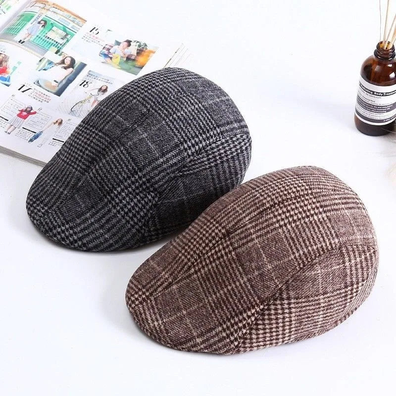 Classic Mens Flat Cap Beret Caps Gatsby Tweed Baker Boy Hat Herringbone Newsboy Cap Gorra