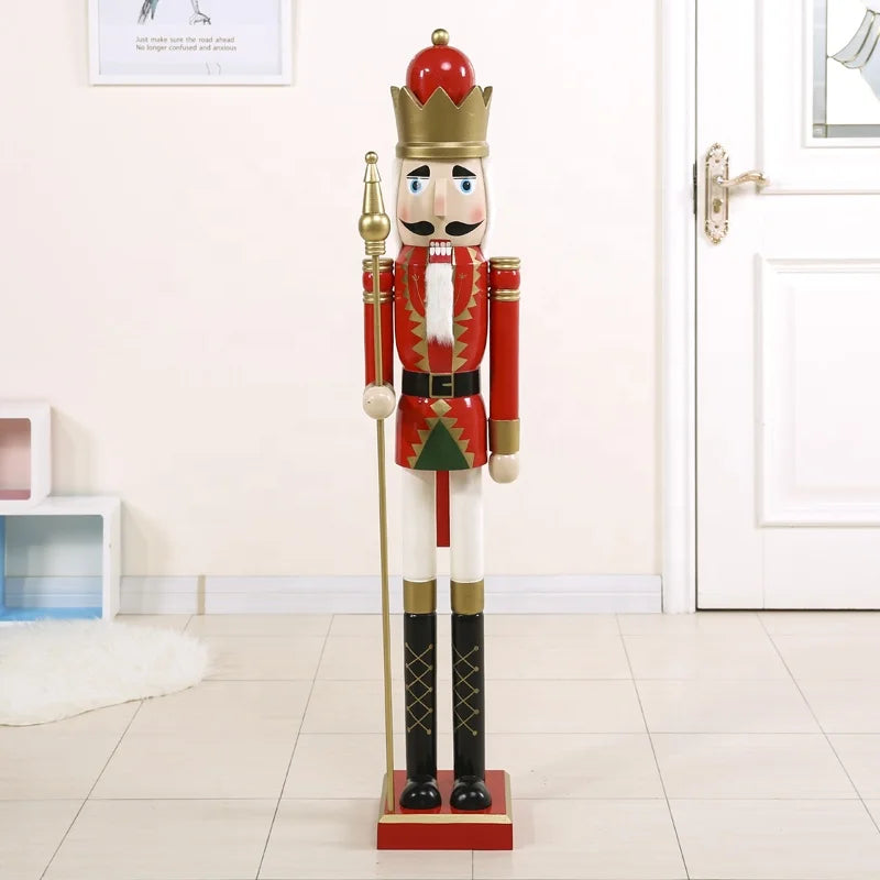 120cm 150cm 180cm Fiberglass Sculpture Statues Christmas Nutcracker Soldier Decoration
