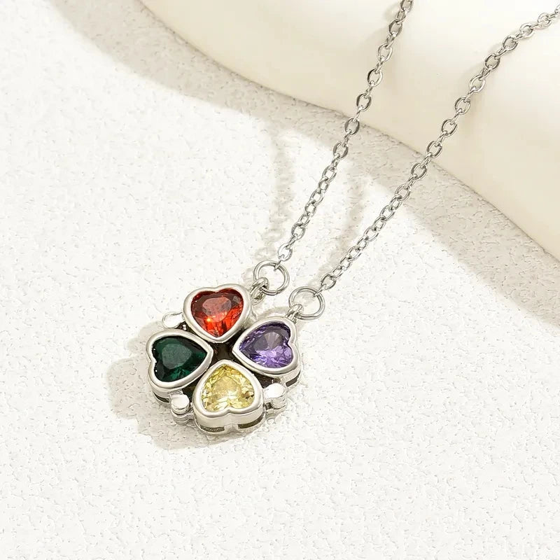 Wholesales Rainbow CZ Bezel Heart Shape White Gold Plated Handmade 925 Sterling Silver Necklaces