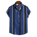 2023 New Men's Striped Printed Short Sleeve Shirt Fashion Casual