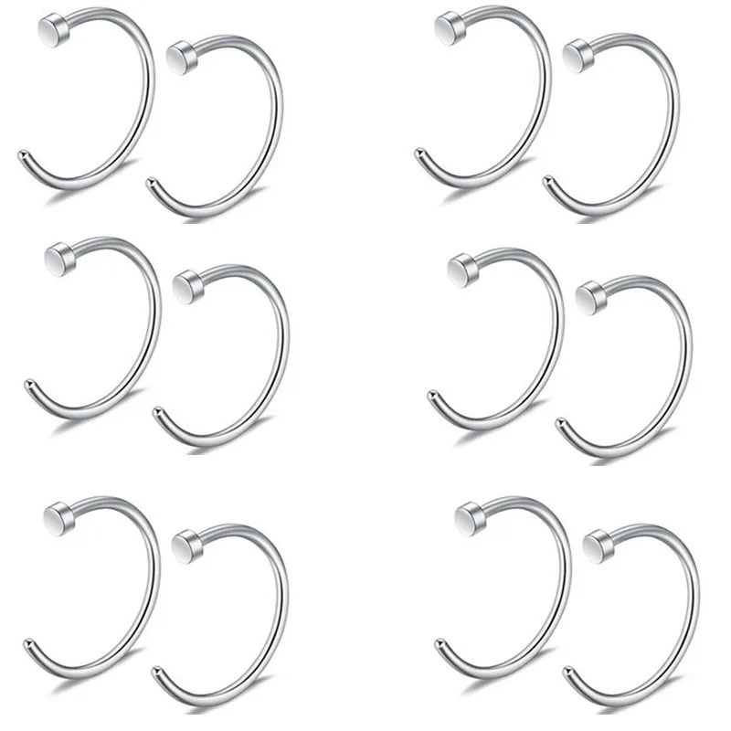 Evorte Factory Wholesale C Shape Surgical Steel Nose Hoop Ring Stud Nostril Pin Rod Curved Barbell Rod Piercing Body Jewelry