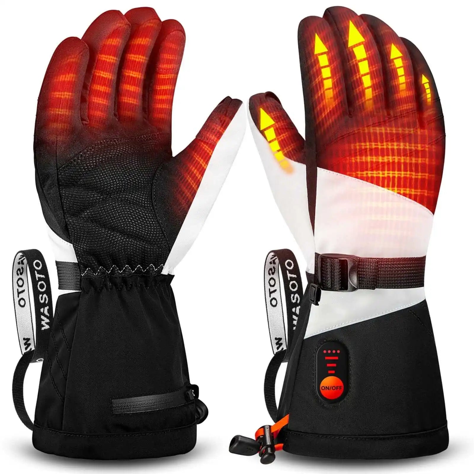 Rechargeable Electric Ski Gloves Waterproof Thermal Winter Touchscreen Compatible Windproof Drawstring Closure Heated Skiing