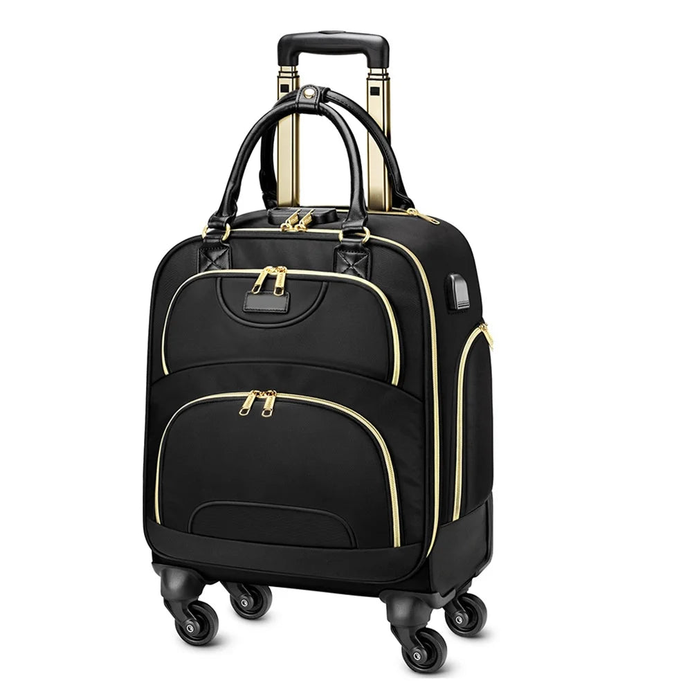 Custom Luggage Tote Bag with Wheels Carry-on Luggage Bag Multi-function Pocket USB Charging
