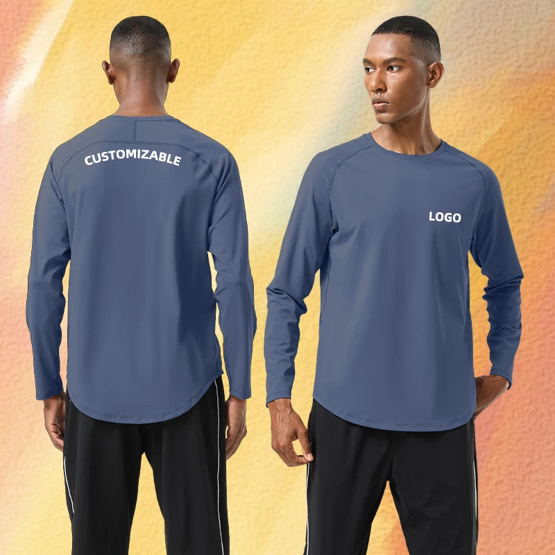 Custom Polyester & Spandex Boys Long Sleeve Swim Shirt With Logo Design UPF 50 Adults Quick-drying T-shirt in Print Pattern