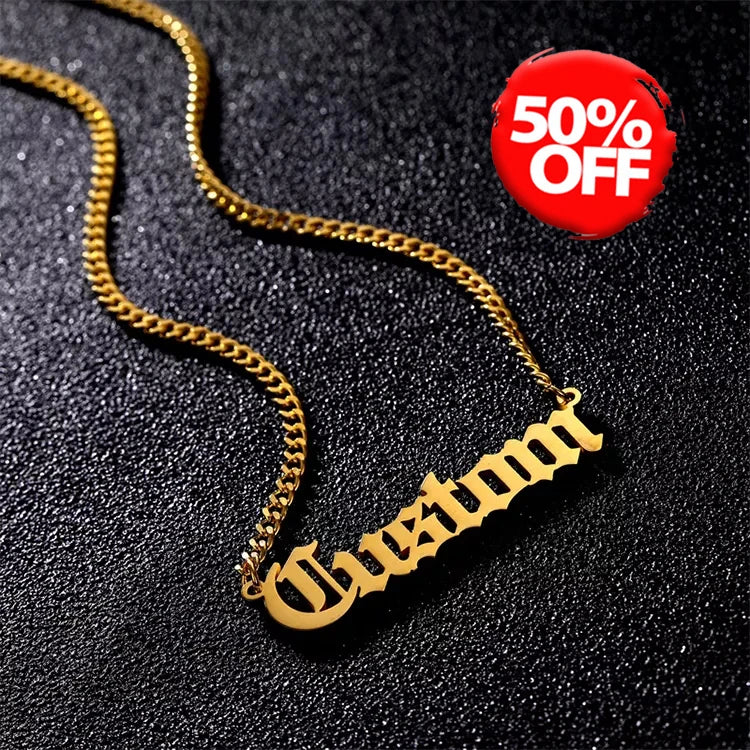 Personalised Collier Stainless Steel Jewelry Gold Custom Name Plates Kolye Pendant Necklace for Women