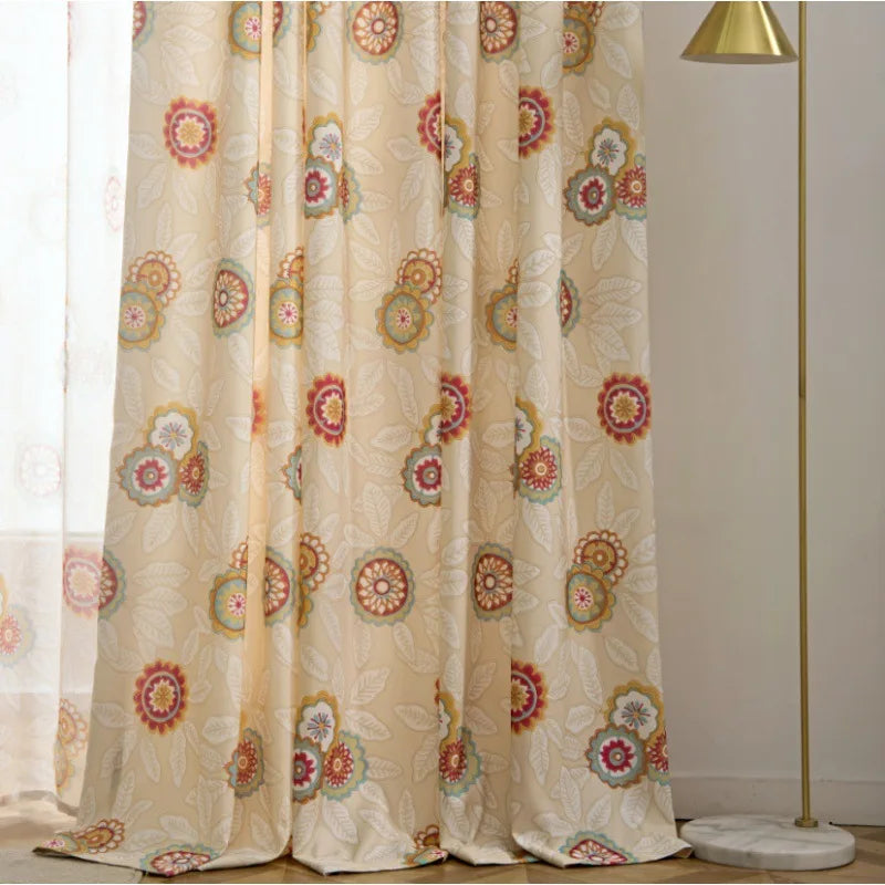XinLan Top Sell Pastoral Sun Flower Print Sheer Curtain Living Room Bedroom Hotel Window Curtain