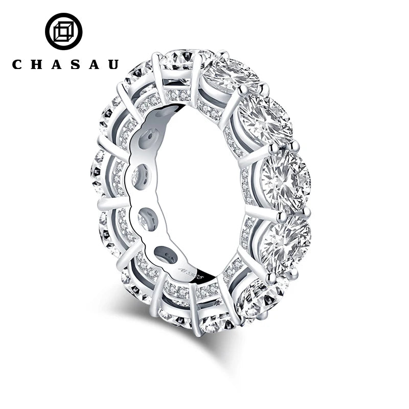 Best Selling Classics Design CZ Cubic Zircon 925 Silver Sterling Wedding Round Cut Eternity Ring Women Gift Party