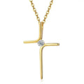 Trendy Minimalism Cross Pendant Necklace 18K Gold Plated Stainless Steel Zircon Rope Chain Slim Design Women's Anniversary