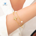 SUMMLY Vintage Wholesale Trendy Creative Clover Charm 18K Gold Plated Stainless Steel Bracelet Fashion Jewelry
