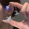 Creative 18K Gold Plated Crystal Star Ear Hook Earring Non Piercing Iced Out Cubic Zirconia CZ Large Unicorn Cuff Earrings