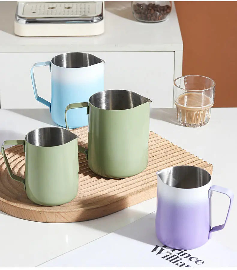 Barista Tools Milk Frothing Jug Milk Pitcher 350ml 600ml Stainless Steel Metal Measuring Coffee Steaming Pitcher Cup