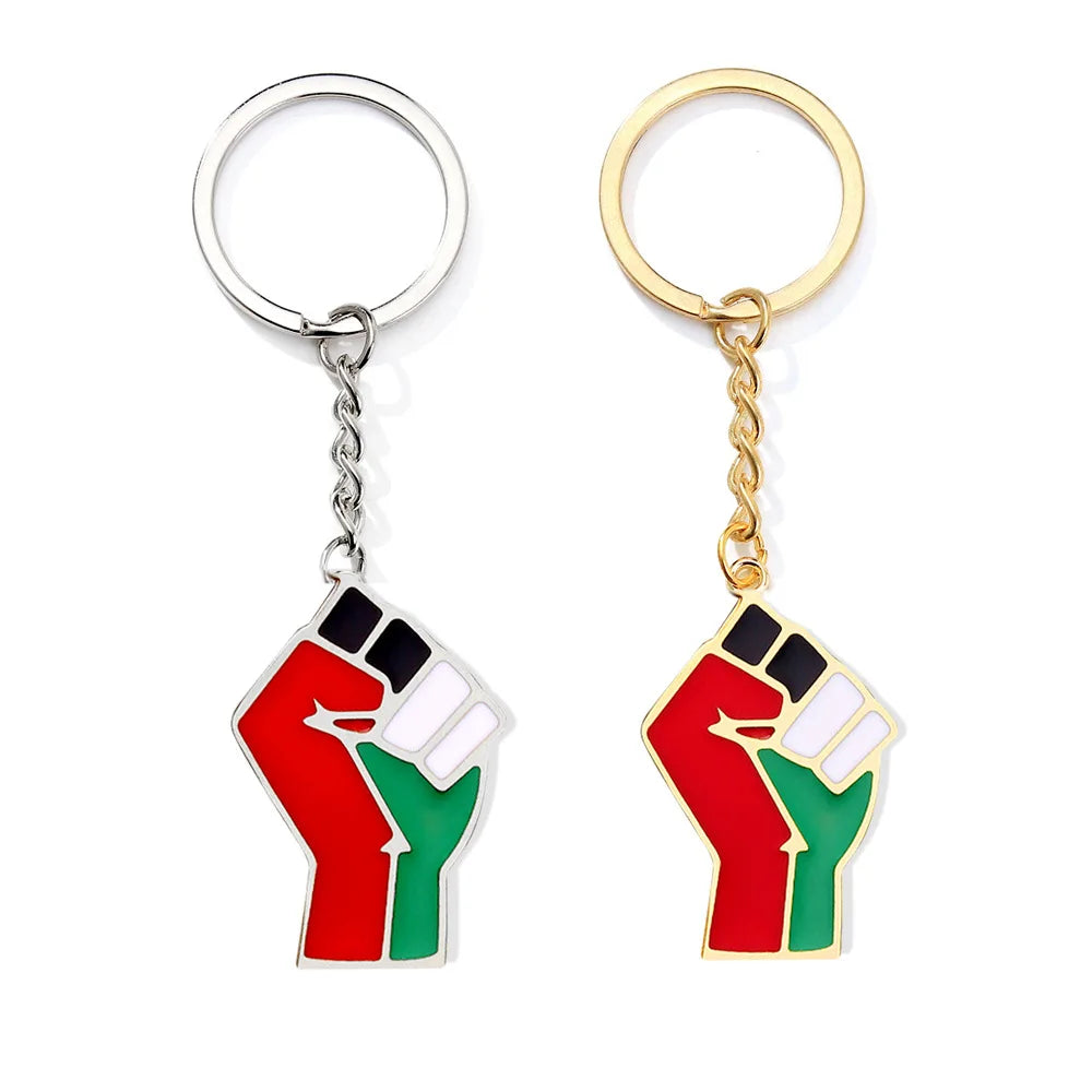 Manufacturer 18K Gold Stainless Steel Support Palestine National Country Map Keychain Palestinian Flag Pendant Key Chain