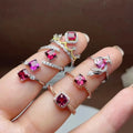 Fashion Unique Minimal 925 Sterling Silver Natural Garnet Stackable Light Pink Wedding Classic Ring Made in China for Girls