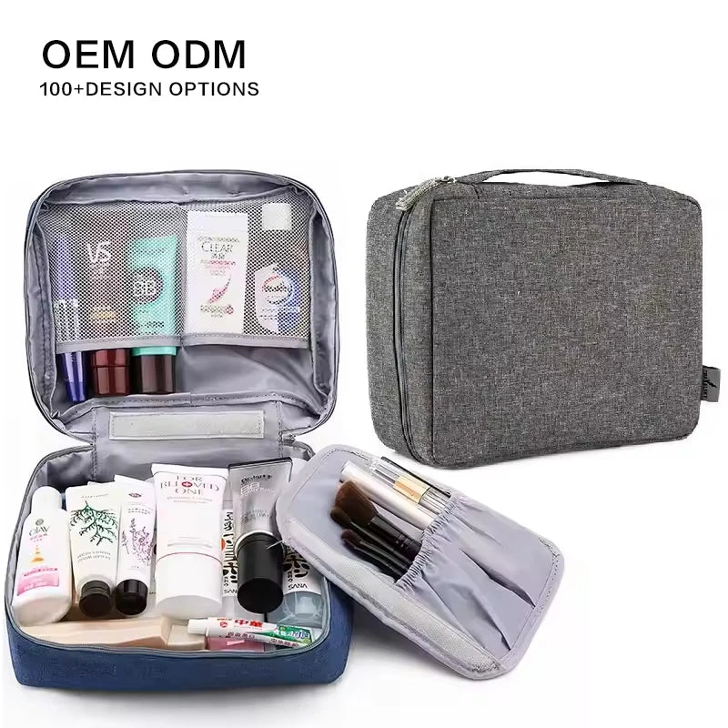 Travelsky Portable Women Cosmetic Bag Waterproof Large Makeup Organizer Hanging Men Travel Toiletry Bag Opp Bag Fashion Zipper