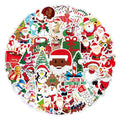 New Style 50Pcs Christmas Santa Stickers  Festival Stickers for Promotion Gift Home Wall Bottle Decor Waterproof Stickers