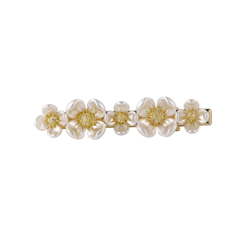 Fancy Bridal Gift Jewelry Hair Pin Ivory Rhinestone Shell Bead Cherry Flower Blossom Hair Pins Barrettes Grip Clips