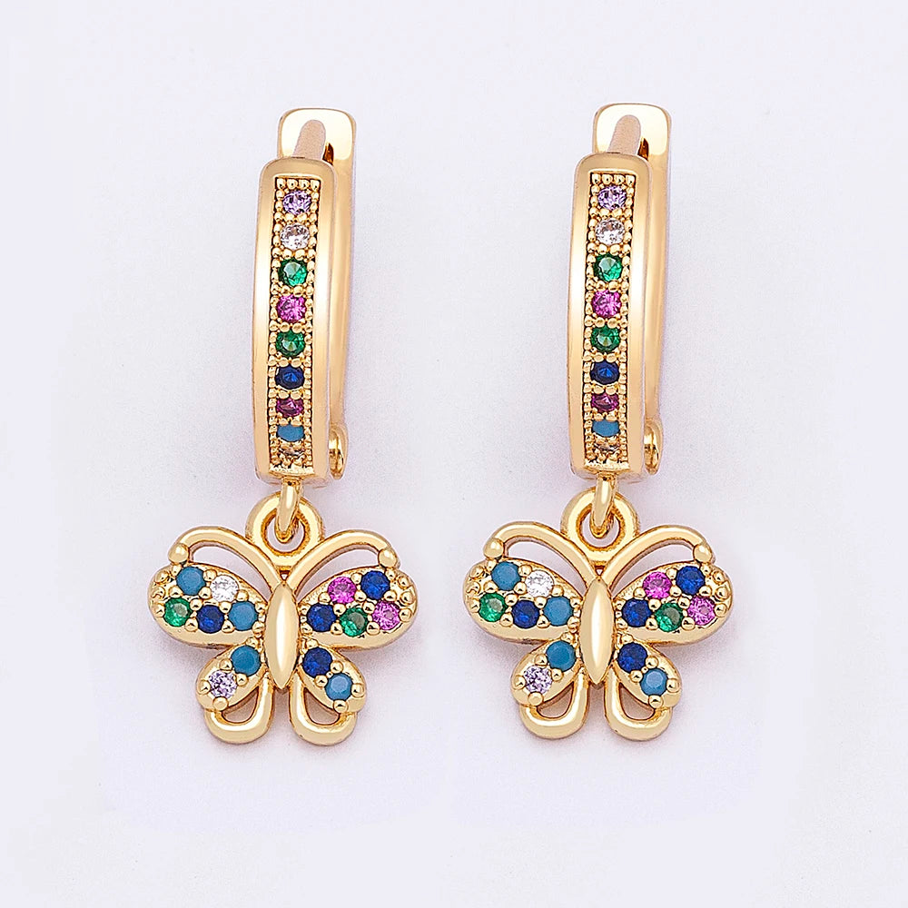 QIKU New Design Butterfly Drop Earrings Hot Sale Fashion Jewelry Luxury Crystal Lucky Zircon Fine Wedding Party Gift Customized