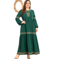 10% L-4XL Plus Size Women Arab Muslim Fashion Gold COLOR Thread Embroidered Long Dress