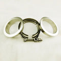 1.5-5.0 Inch SS304 Stainless Steel V Band Clamp Flat Flange Metal Nut  Kit Exhaust Pipe Clamp