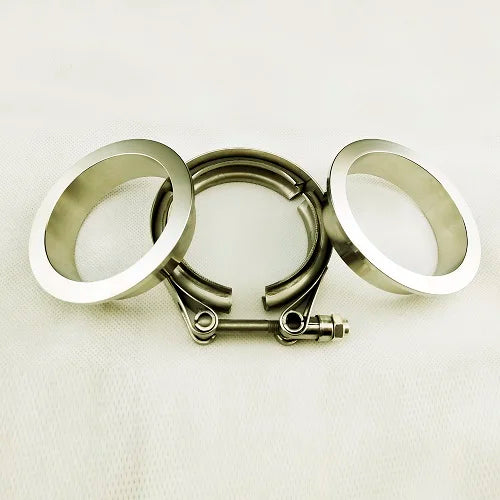 1.5-5.0 Inch SS304 Stainless Steel V Band Clamp Flat Flange Metal Nut  Kit Exhaust Pipe Clamp
