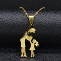 Fashion DIY Cartoon Character Homey Mother's Day Gift Creative 18K Gold Plated Necklace Stainless Steel  Necklace for Women