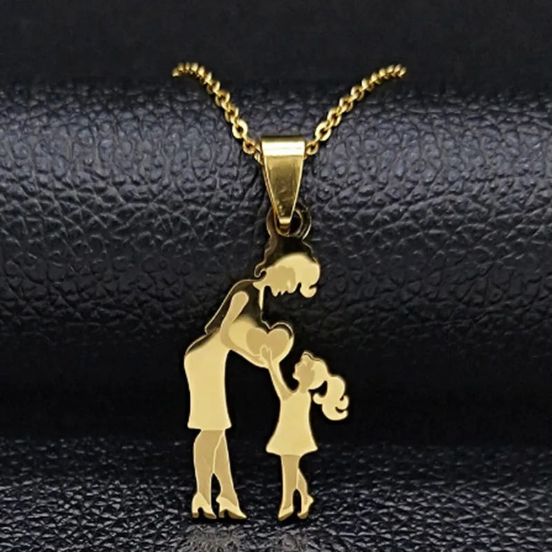 Fashion DIY Cartoon Character Homey Mother's Day Gift Creative 18K Gold Plated Necklace Stainless Steel  Necklace for Women