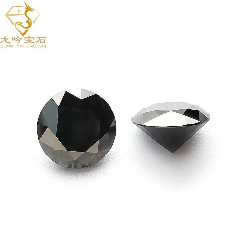 LONGYIN Gems Loose Moissanite Round Cut 4mm-11mm Black Diamond 3ct Gems Per Pcs Price