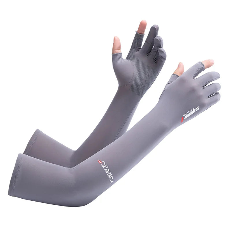 Antislip Mountain Bike Riding Fingerless Long Gloves Summer Anti UV Cooling Compression Arm Sleeves for Man