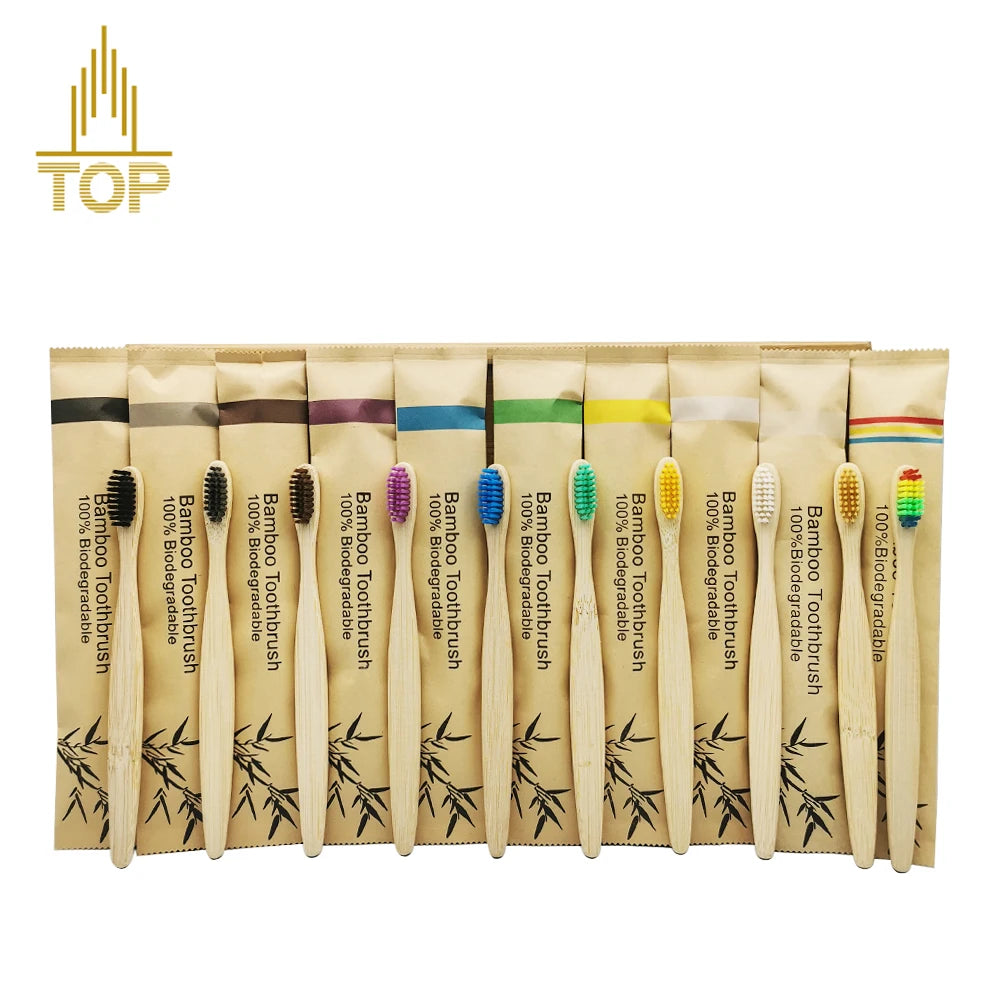 Wholesale Custom Natual Eco-Friendly Colorful Bamboo Toothbrush